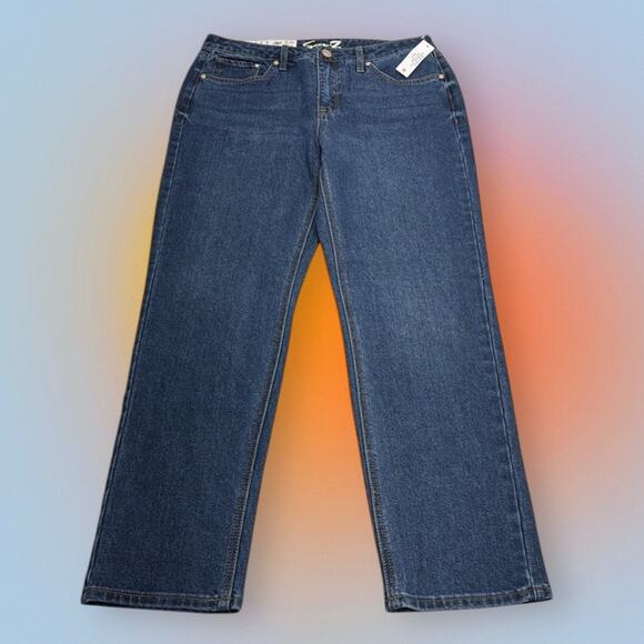 SEVEN7 Women’s 8 SLIM STRAIGHT HIGH RISE Blue Jeans - Picture 2 of 5